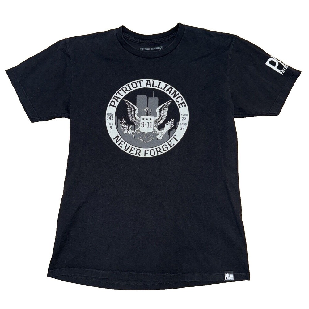 Patriot Alliance T-Shirt Men Medium Black 9-11 Never Forget United We Stand Tee